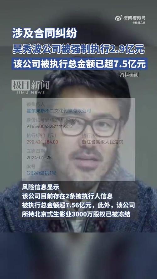 吴秀波公司被限消，涉及一起2.9亿余元合同纠纷案