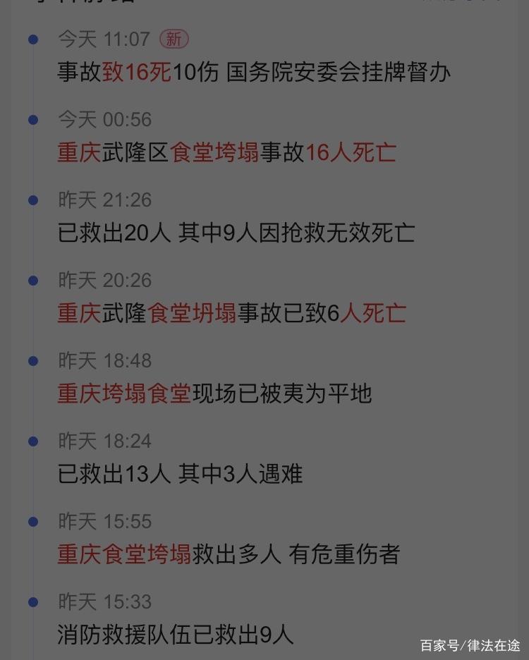 重庆武隆食堂坍塌致16死10伤 国务院安委会挂牌督办